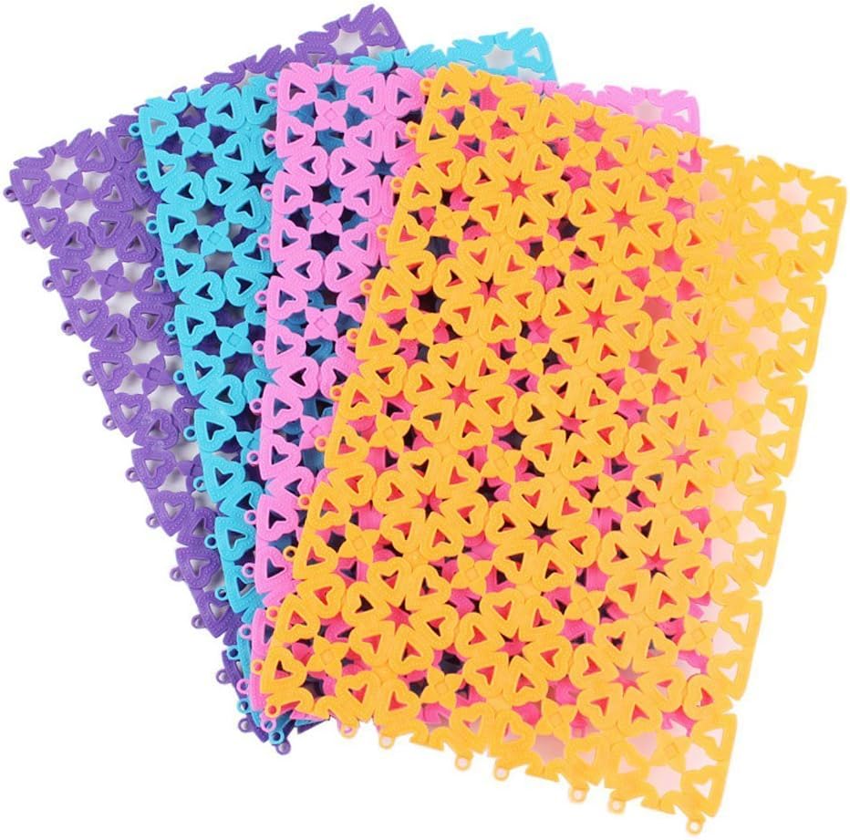 4-Pack Pet Mat for Bunny Rabbit Cage, 11.8 x 7.87 Inches Per Pieces Plastic Heart Hole Splice Feet Pad Water Leak Holder in Cages Dog Cat Rabbit Mats (Colorful)
