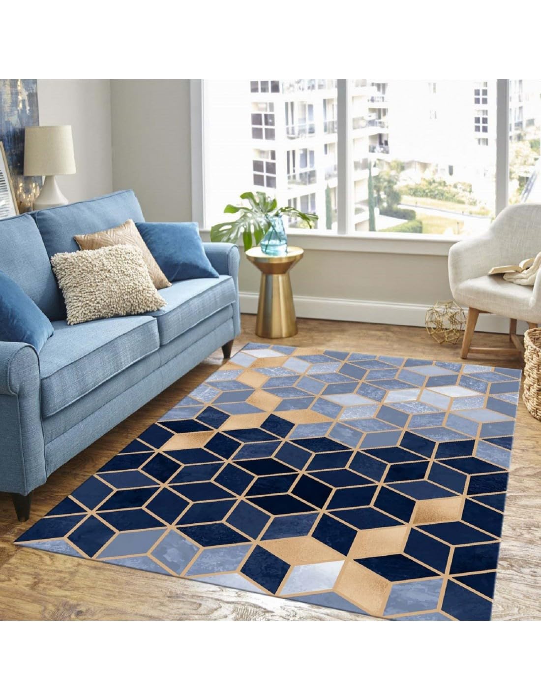 Mani Textile Tapis Luxe Bleu 120x180cm