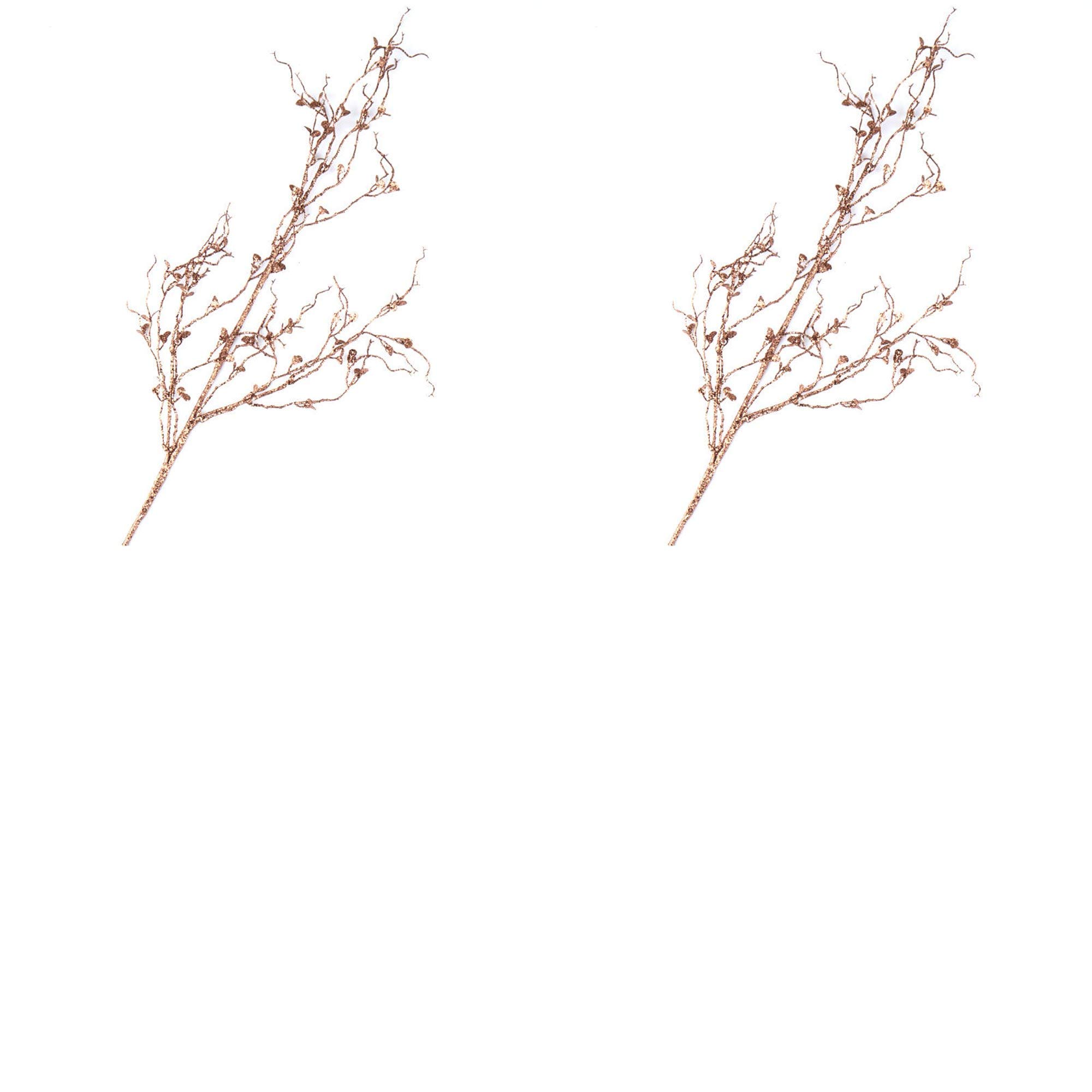 Factory Direct Craft Sparkling Cocoa Brown Twig and Leaf Decorative Sprays | 2 Sprays | for Indoor Decor
