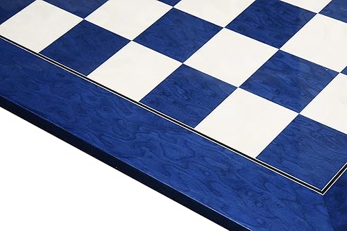 Miniatura 2 de CHESSBAZAAR Tablero de ajedrez de madera de lujo de 22 pulgadas con acabado brillante y acabado blanco de ceniza azul  Tablero de ajedrez para niños