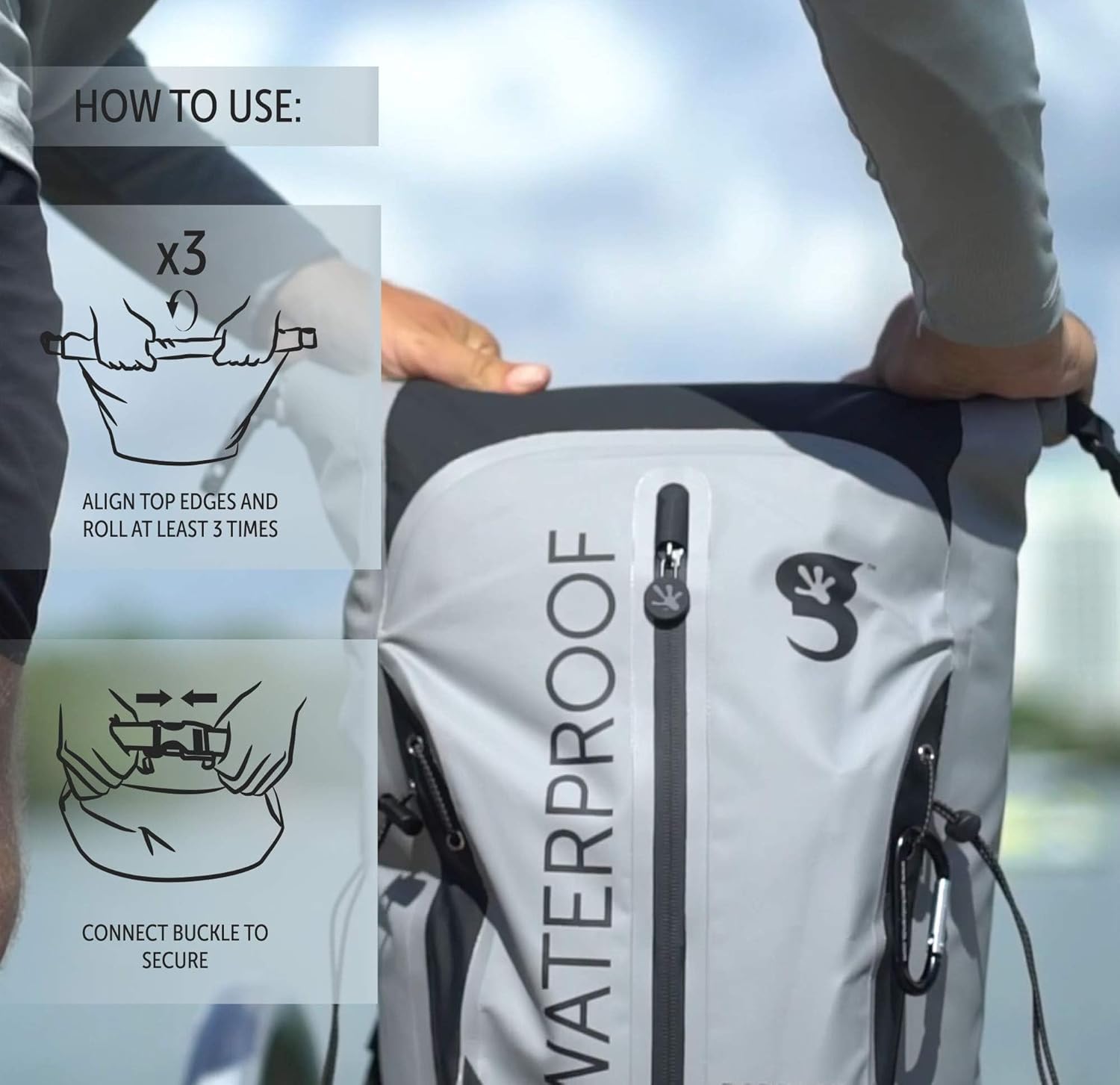 geckobrands Paddler 30L Waterproof Backpack – Durable PVC Tarpaulin Bag for Extreme Conditions