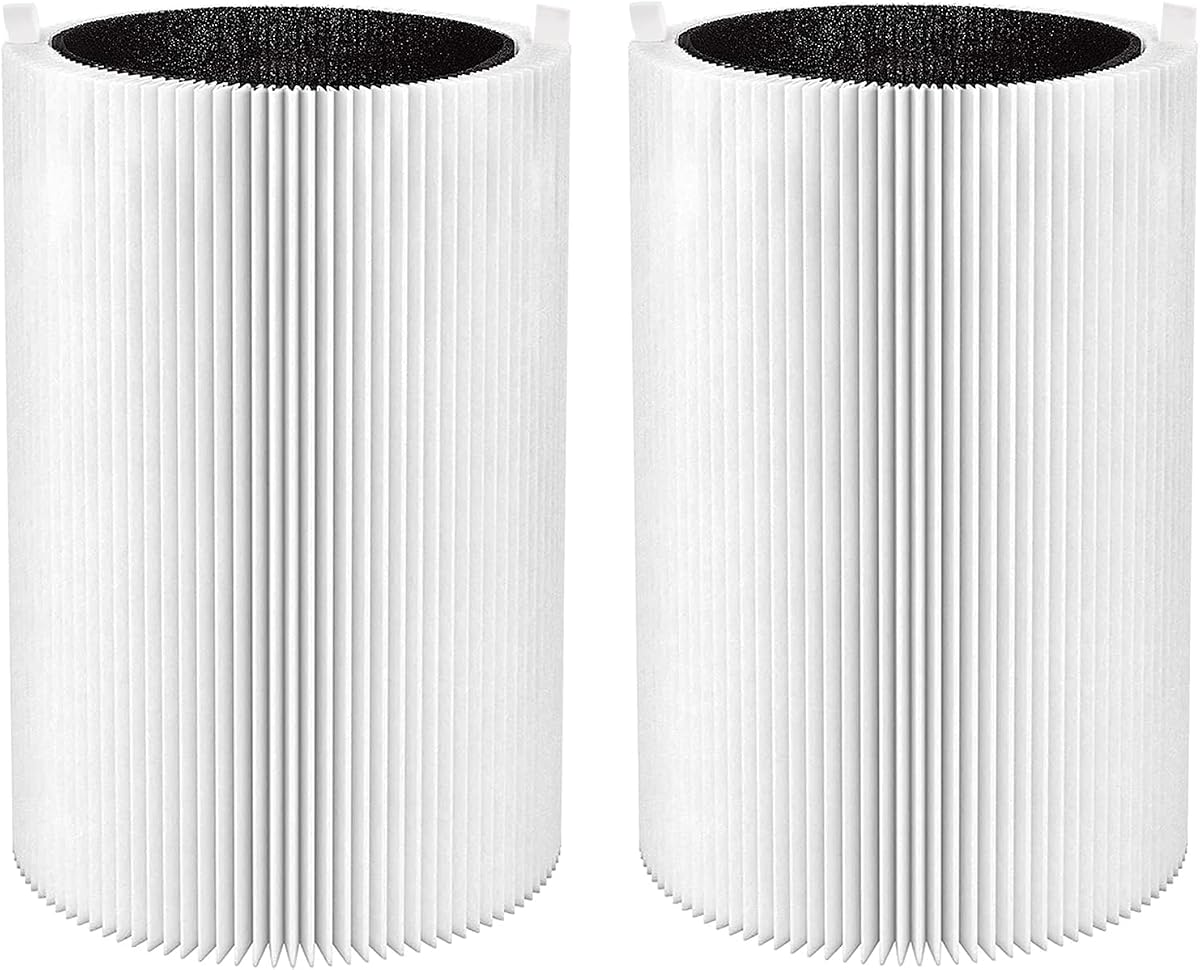 Blue Pure Replacement Filter for Blueair 411, 411+, 411 Auto Air Purifier | 2-IN-1 Efficient Particulate Activated Carbon 411 411+ 411 Auto and MINI Filter for Smoke, Pet Dander, Odors, Pollen, 2 Pack