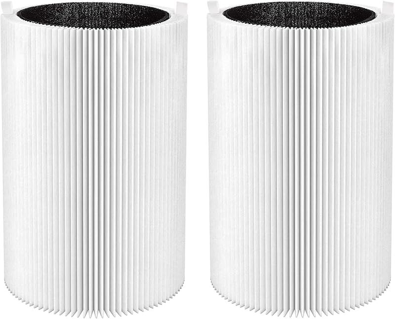Blue Pure Replacement Filter for Blueair 411, 411+, 411 Auto Air Purifier | 2-IN-1 Efficient Particulate Activated Carbon 411 411+ 411 Auto and MINI Filter for Smoke, Pet Dander, Odors, Pollen, 2 Pack