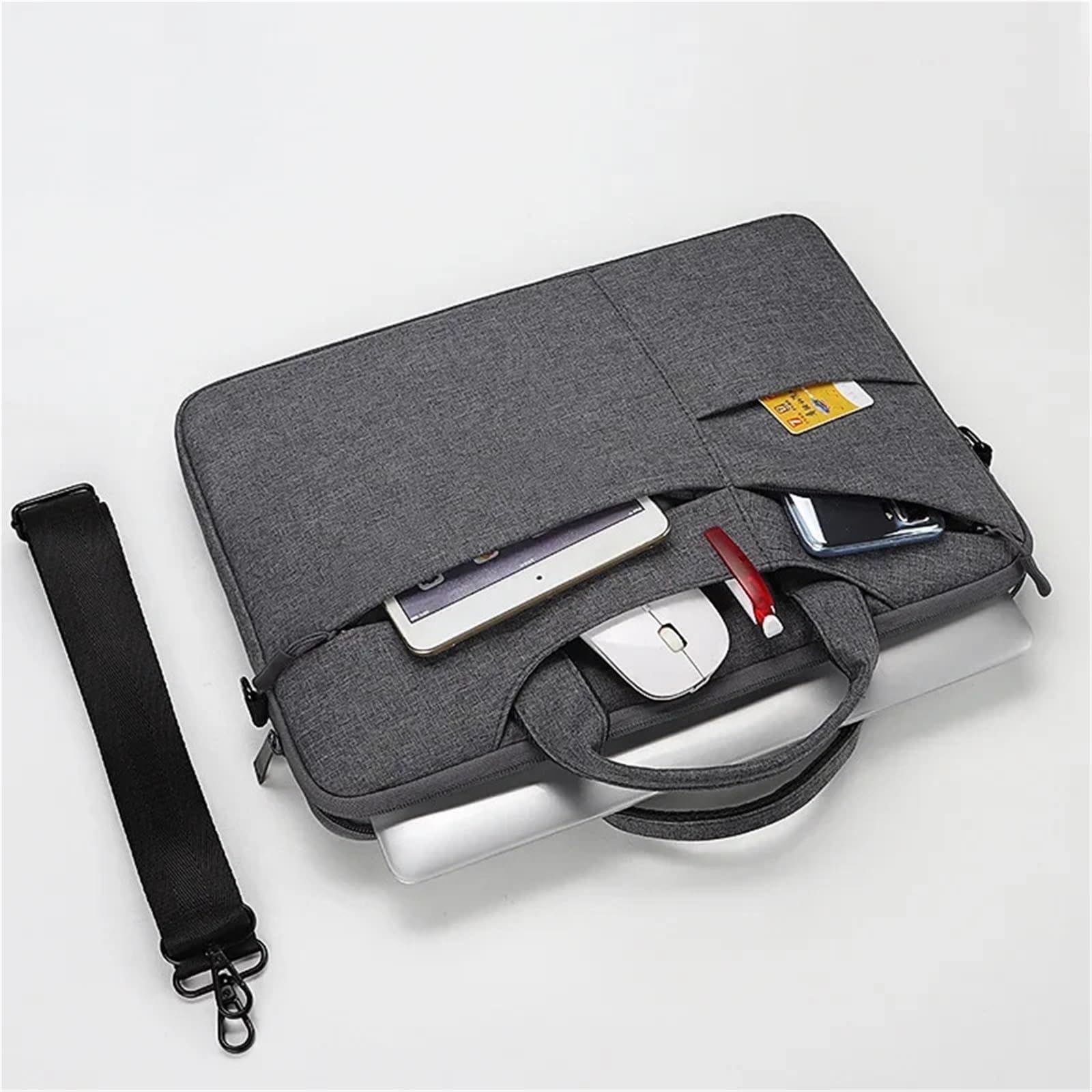 Maletin Portatil Funda for portátil de 15,6 Pulgadas, Funda Impermeable, Bolso for portátil, Bolso de Mano, maletín Portafolios Mujer(Dark Grey,15.6inch)