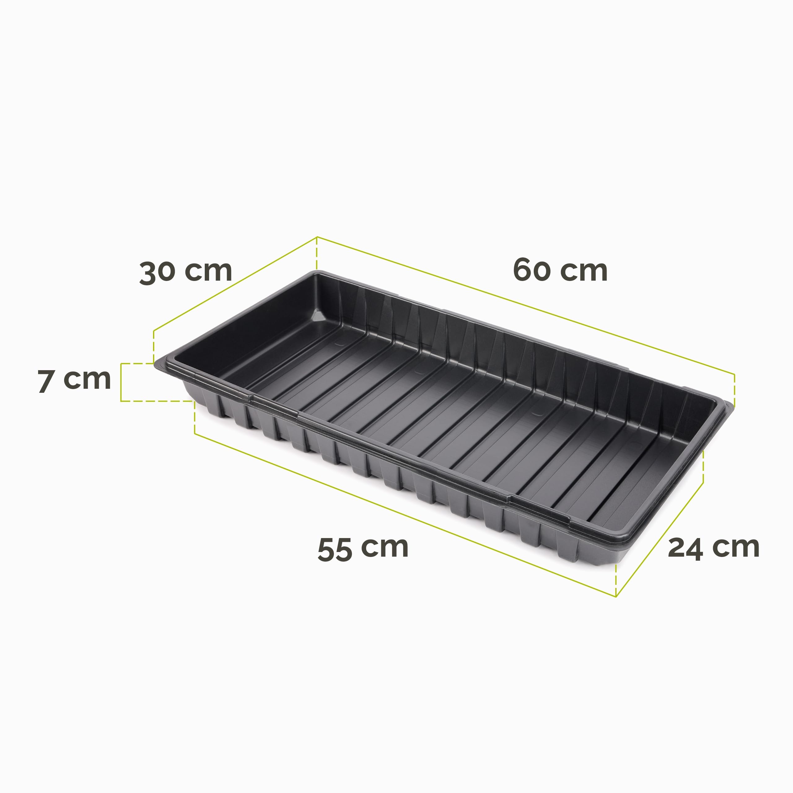 Garronda Plateau de Culture, Bac de Culture en Plastique pour Mini Serre et Semis, Plateau pour Plantes et Jardin, Bac de Germination Étanche, Idéal pour Potager et Balcon, Lot de 4 (60x30 cm, Noir)