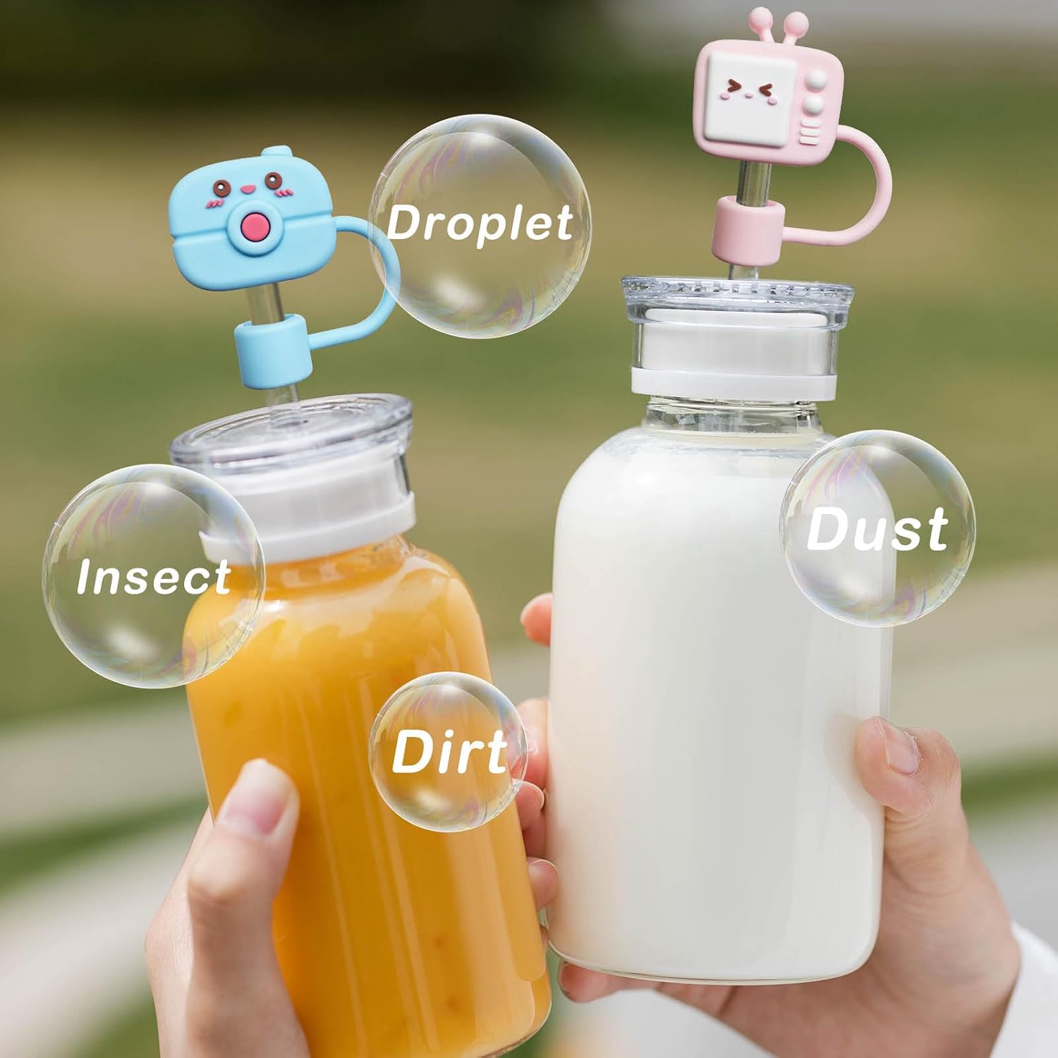 4PCS Silicone Straw Cover Cap for Stanley Cup 30&40 Oz Tumbler With Handle - 10mm 0.4in Dust-Proof Reusable Tips Lids (Color 2)