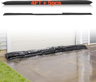 VEVOR Flood Barrier, 4 Pack, 5 x 0.7 ft Flood Bags Activated by Water, Reusable Water Absorbent Barrier, Sandless Sandbags Blockage, Flooding Prevention Bags for Home, Doorway, Basement, Garage