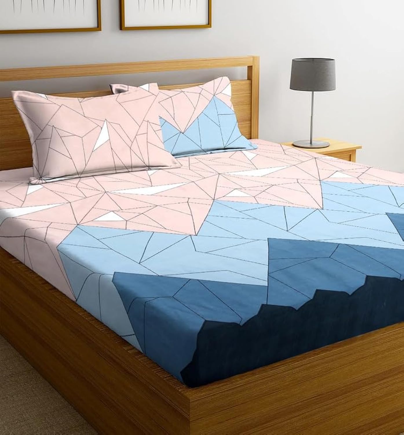 la amour Pure Cotton 220 TC Flat Double Bed Bedsheets for Summer Breathable | Wrinklefree (Size- 228 x 230 Cm) with 2 Pillow Covers (Size-17 X 27 Inches, Abstract Teal Blue & Golden) (B0DGDVL4YC) Amazon Price History, Amazon Price Tracker
