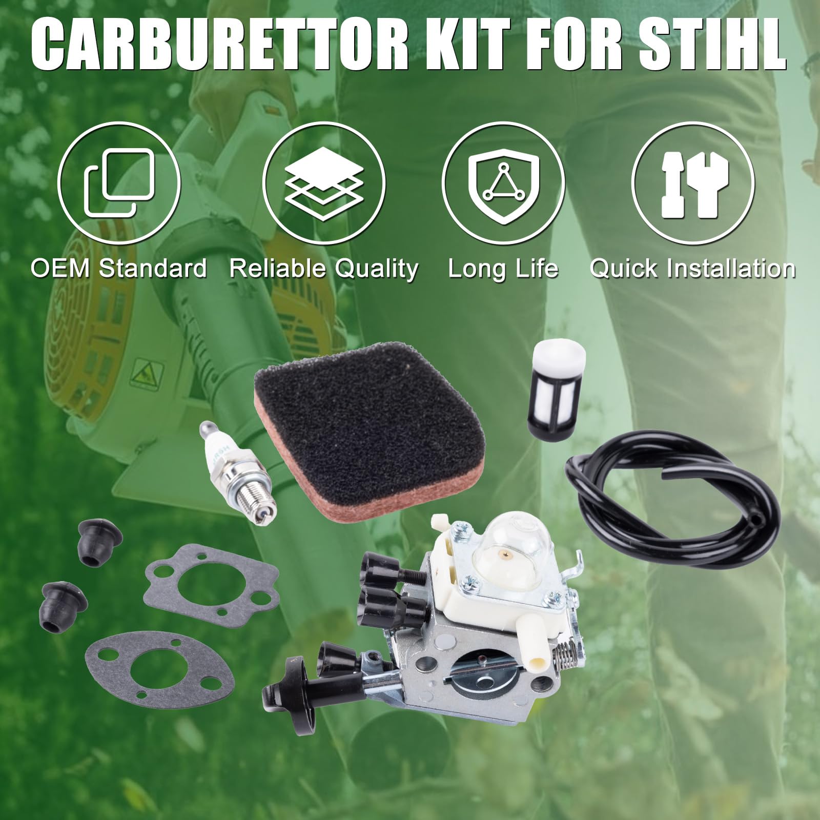 Carburateur 4241 120 0616, 4241 120 0607, 4241 120 0600 pour souffleur à feuilles Stihl BG86, BG86C, BG86Z, SH86. Filtre à air de rechange pour souffleur Zama C1M-S261C et C1M-S261B.