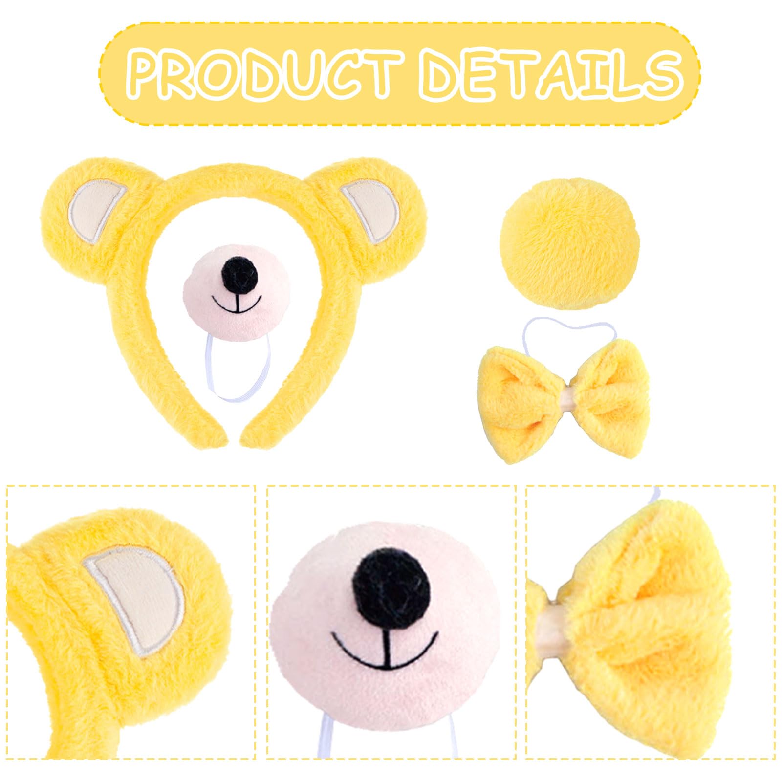SSKHE Carnival Bear Costume for Children and Women,4 Pieces Carnival Bear Cosplay Set,Headband Bear Ears Set,Nose Tail - Image 3