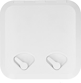Marine Boat Deck Access Hatch Lid in White, 14.75 x 14.5in ABS Plastic, Weatherproof with Rubber Seal, 180° Hinge, Easy Installation, 2 Strong Recessed Handles