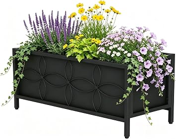 Zhongma Sturdy Raised Garden Bed with Inner Fabric Liners for Vegetables Flower, Planter Box for Backyard Patio Balcony. Inner Size 33.85x14.17x11 inch