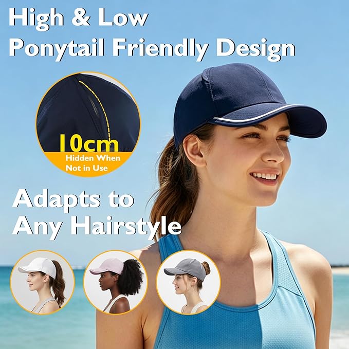 Ponytail Baseball Cap para Mujeres UPF50 Impermeable Rápido Secado Gorra Deportiva miniatura 2
