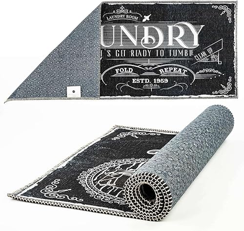 Miniatura 4 de Benissimo Alfombras de tejido suave, alfombra de lavandería de 24 x 56 pulgadas, 85% algodón, divertida, de goma antideslizante, lavable a máquina,