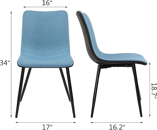 Miniatura 3 de DAGONHIL Sillas de comedor para cocina, tela de lino, sillas laterales modernas con patas de metal, respaldo de PVC y cómodas sillas tapizadas,