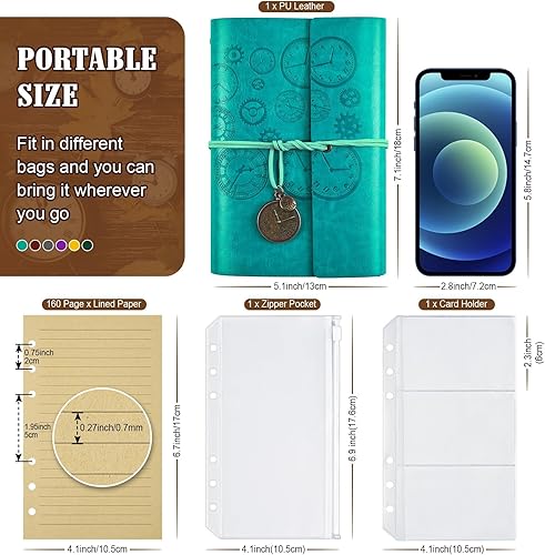 Miniatura 2 de Paquete de 6 diarios de cuero, paquete de diario de viaje, diario vintage para mujeres y hombres, diario encuadernado en cuero para escribir,