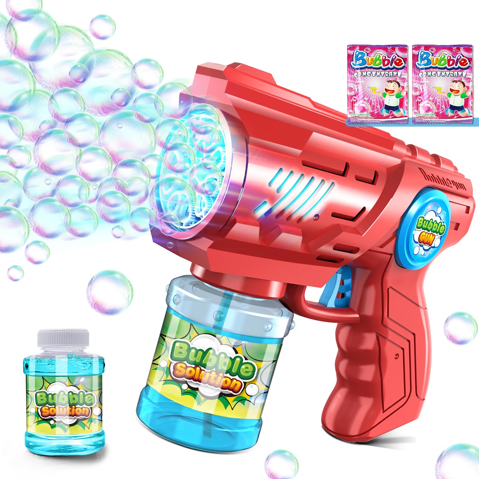 Seifenblasenpistole Seifenblasenmaschine Kinder Seifenblasen Machine: LED Licht Seifenblasen Elektrisch Mit 100 ML Tank Blau Automatische Bubble Maker Für Kids Shooter Party Spielzeug (Blau)