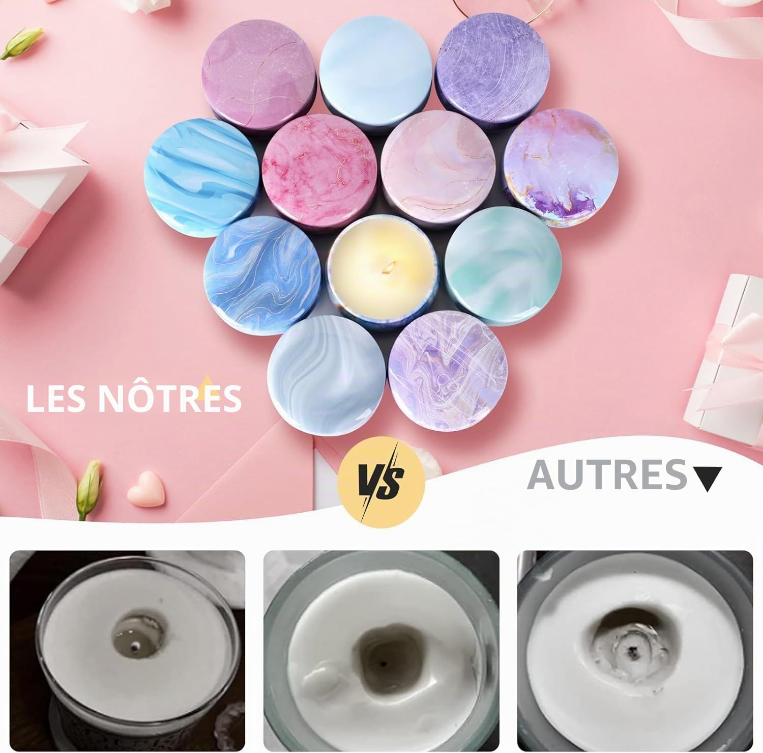 Coffret Cadeau de Bougies Parfumées - Lot de 12 Bougies pour la Maison - Set de Bougies d'Aromathérapie en Cire de Soja à Longue Durée - Cadeaux d'Anniversaire pour Femmes - Idées Cadeaux de Noël