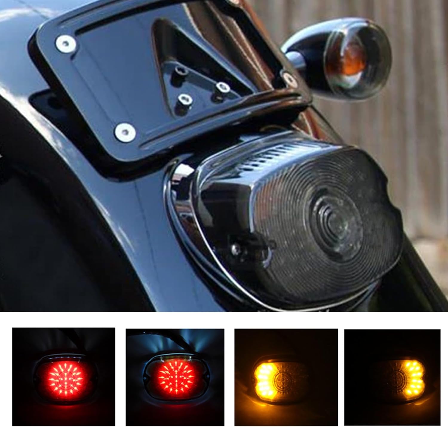 Motorcycle Led Tail Light Brake Turn Signal Rear Light, Compatible with Harley Davidson Dyna Sportster 883 1200 Road King Tour Glides FLSTSC, Smoked Taillights Accessories Brake Light
