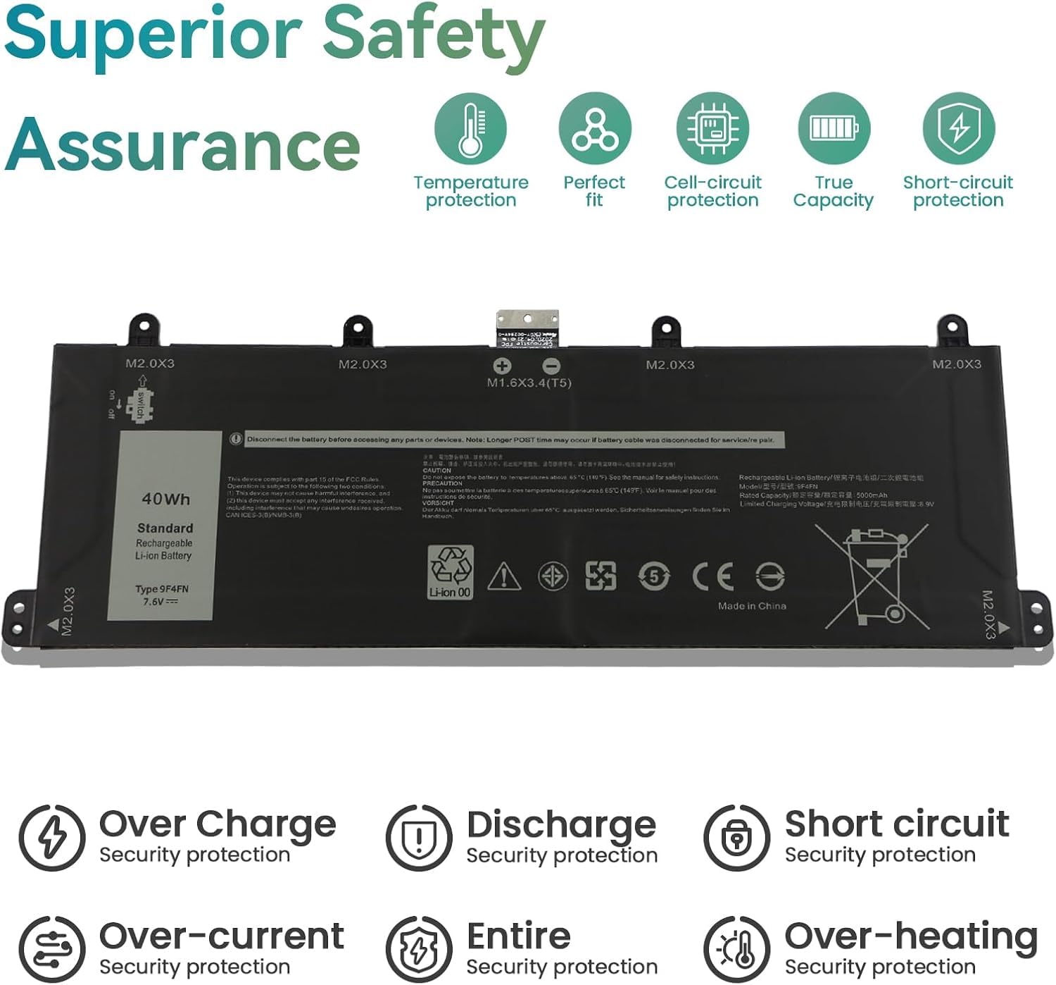 K KYUER 9F4FN Laptop Akku für Dell Inspiron 14 3420 Latitude 13 7320 Detachable Tablet P152G P22G T04H T04H001 P152G006 P22G001 P22G004 X28GR 2VKW9 8PK6G
