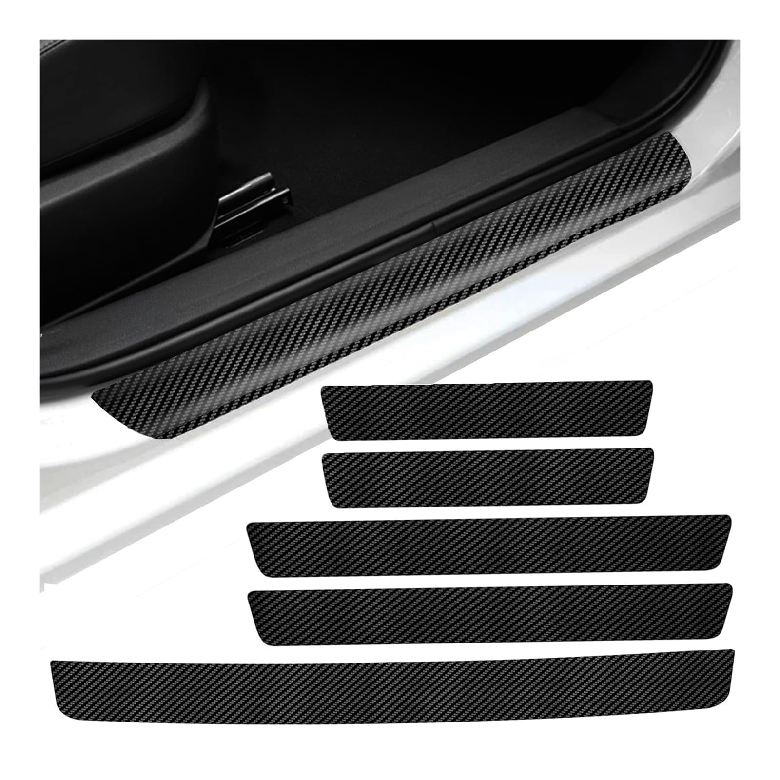 YAMCINWRT 5pcs Car Door Sill Protector, for MG 4 EV MG4 Electric 2023 2024 2025 2026 Car Threshold Scuff Plate Carbon Fiber Stickers Styling Accessories