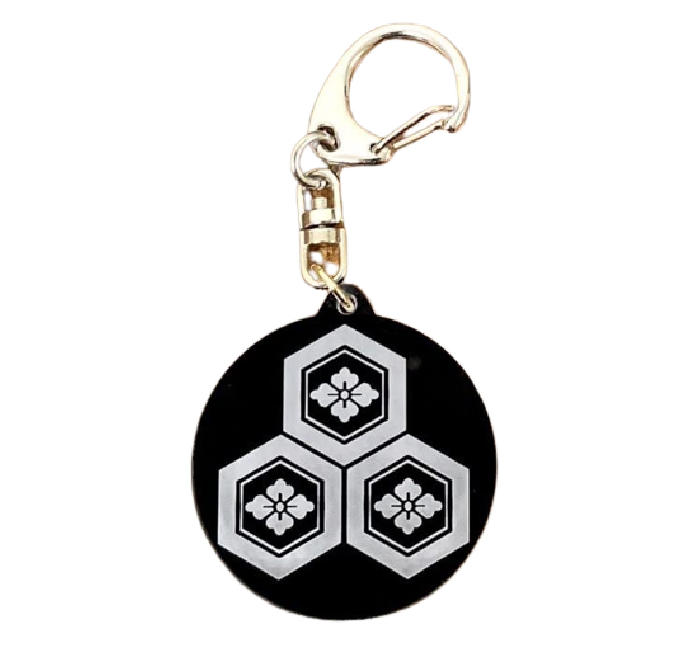 Amazon.co.jp: 浅井長政 家紋キーホルダー 三つ盛り亀甲に花菱 戦国