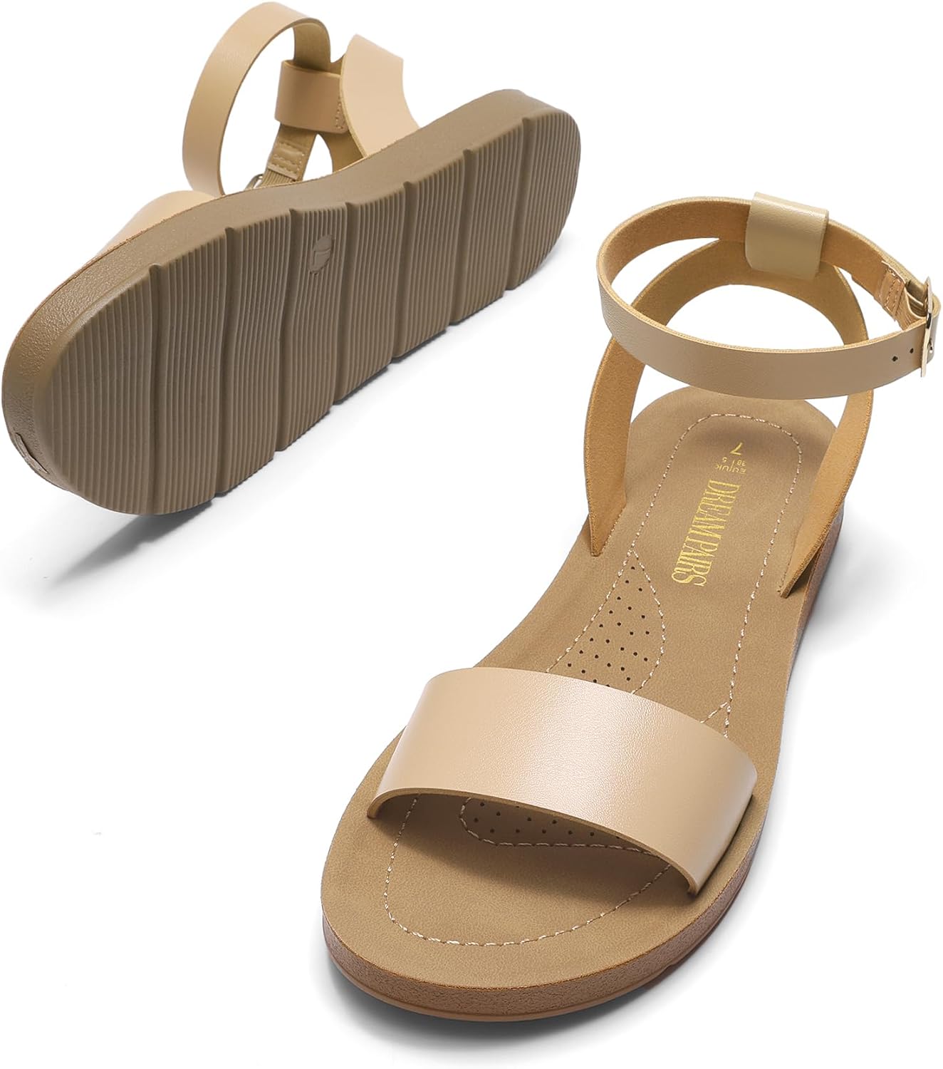 DREAM PAIRS Women’s One Band Ankle Strap Buckle Flat Sandals - Image 7