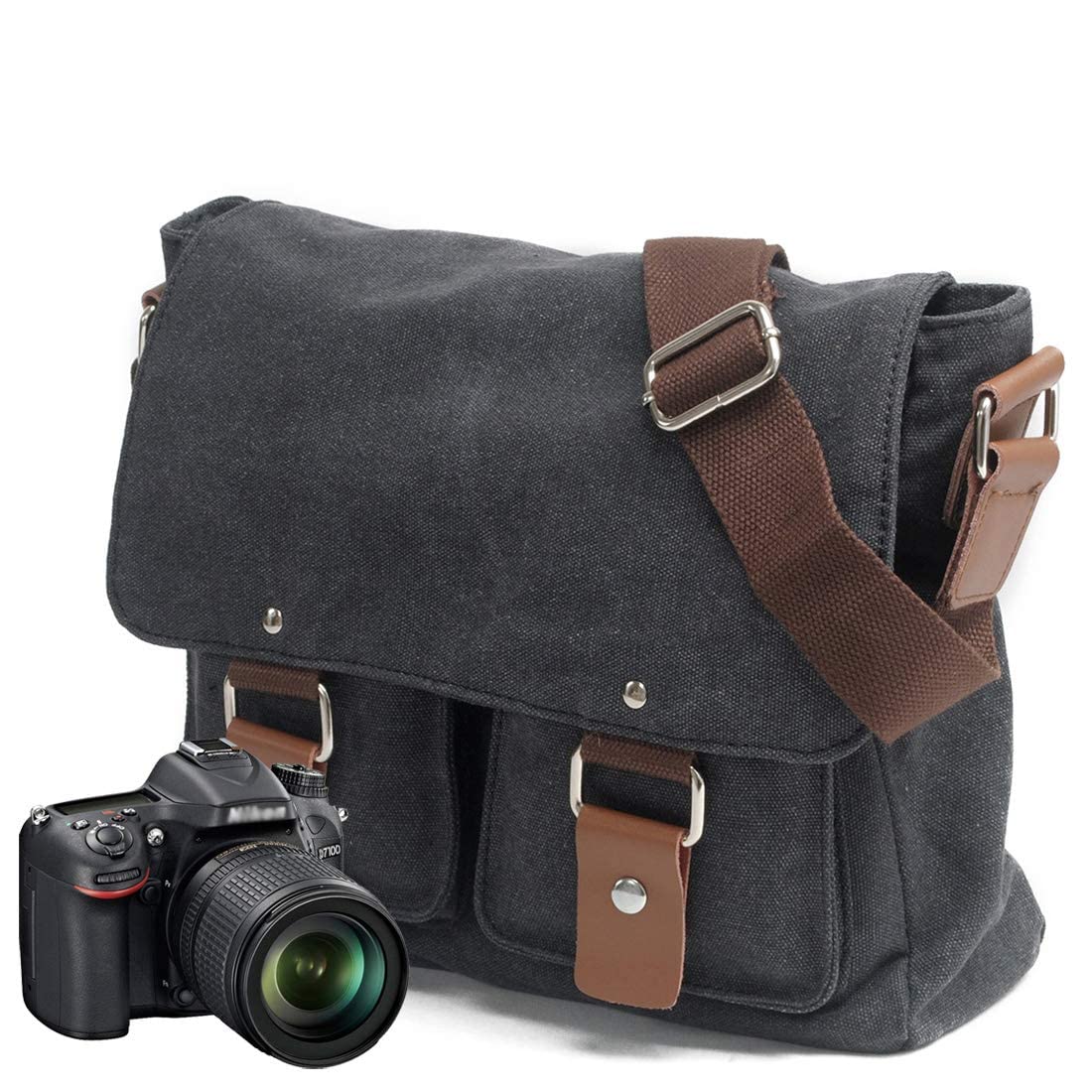 BASIC GEAR: Leather Camera Bag in Vintage Rustic Look for DSLR- Mirrorless  Sony, Nikon, Canon, Pentax Camera.