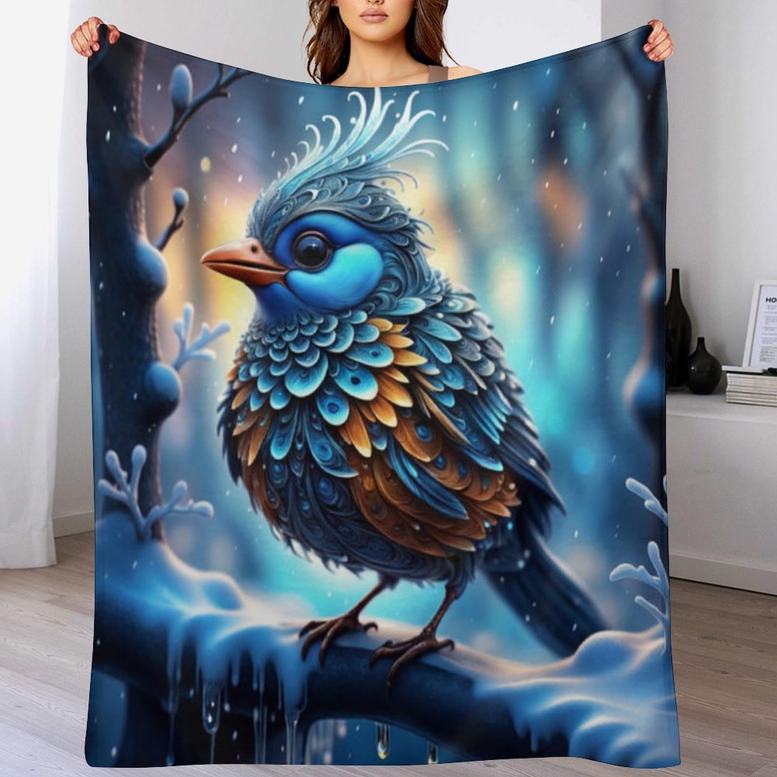 Couverture polaire oiseau contre le froid du lit et les frissons nocturnes