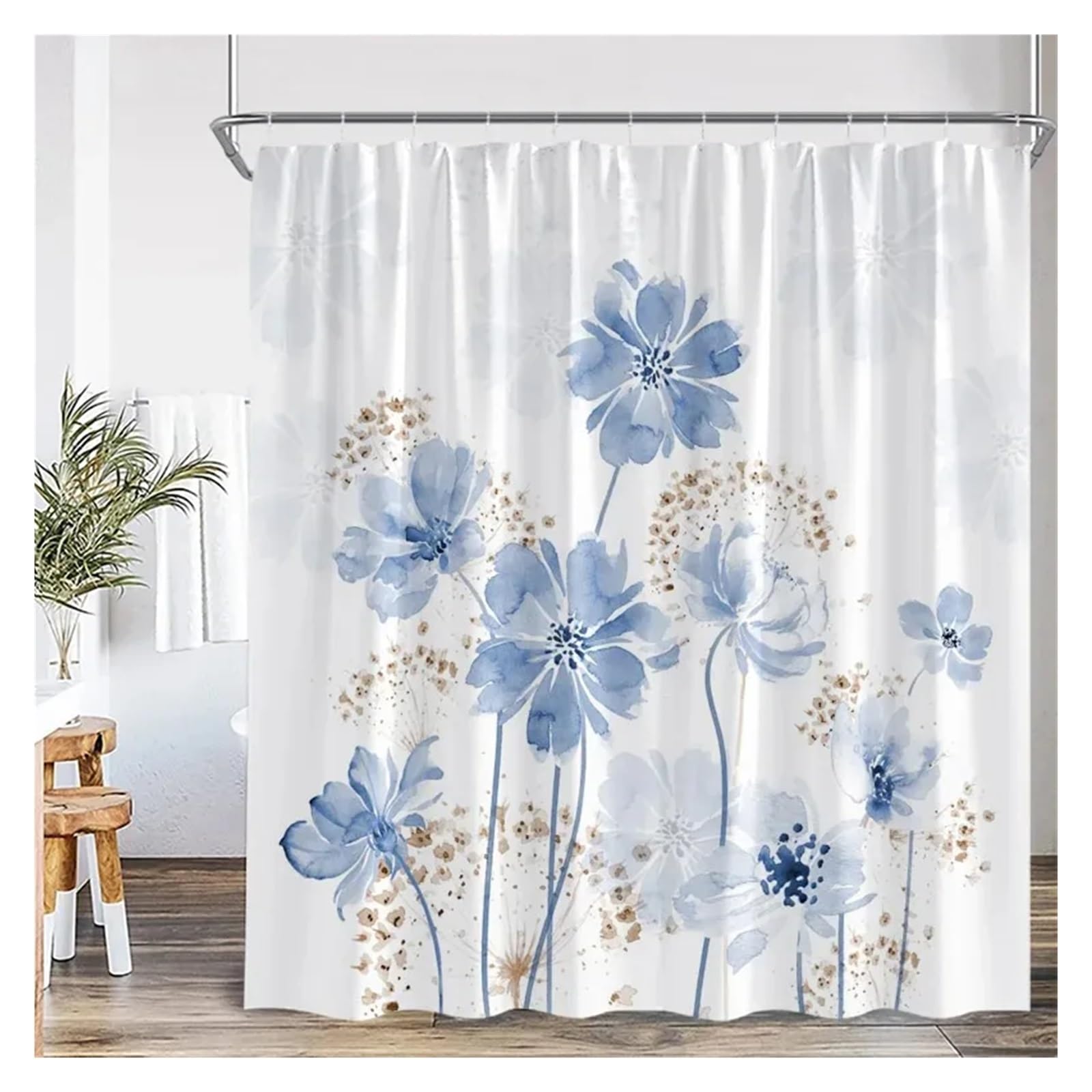 Rideau de douche plante moderne grand format en tissu lavable pour baignoire
