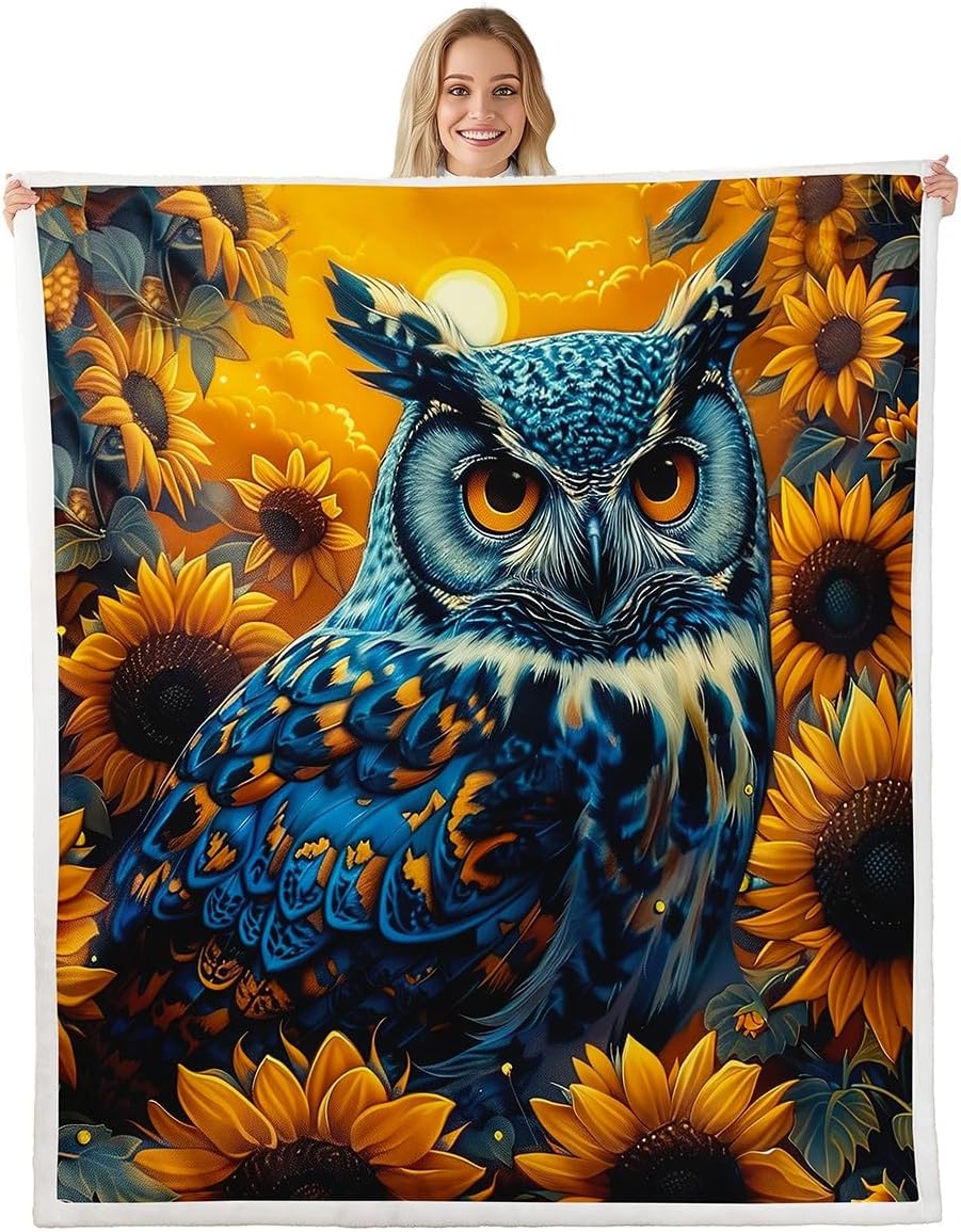 Cartoon Dragon Kids Flannel Blanket,3D Western Animal Floral Print Fuzzy Blanket for Children,Rustic Pattern Watercolor Blue Polyester Throw Blanket for Couch, Twin Size (60 x 80 Inch)