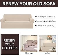 Vista 5 de U-NICE HOME Funda para sofá biplaza elástica, cubierta para sofá, funda para sillón, protector de muebles para sofá con 2 cojines, funda para sofá