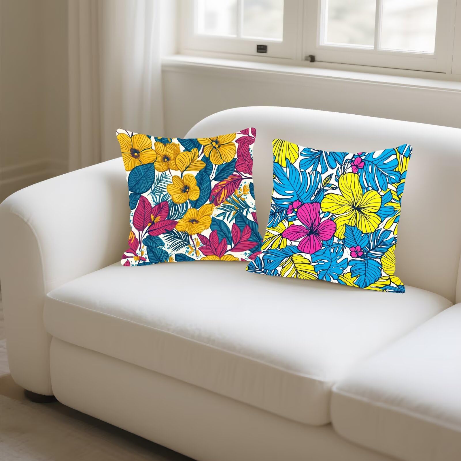 Federe Cuscini Divano 45x45cm, Federa Cuscino Fiori Pianura Quadrati Copricuscini Super Morbido Copri Cuscini Per Divano, Cuscino Decorativo da Esterno Giardini, Per Soggiorno Camera Divani Sedie P290