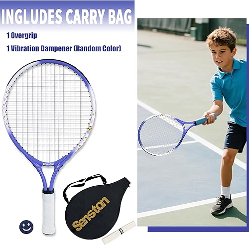 Miniatura 3 de Senston Juego de raqueta de tenis para niños (17 y 23 pulgadas), raqueta de tenis junior, marco de aluminio ligero, incluye funda