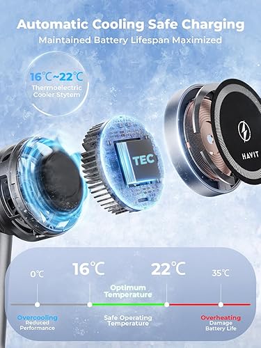 Miniatura 3 de havit Estación de carga inalámbrica 3 en 1, soporte de carga magnético de refrigeración Qi2 de 15 W, cargador inalámbrico rápido MagSafe para iPhone