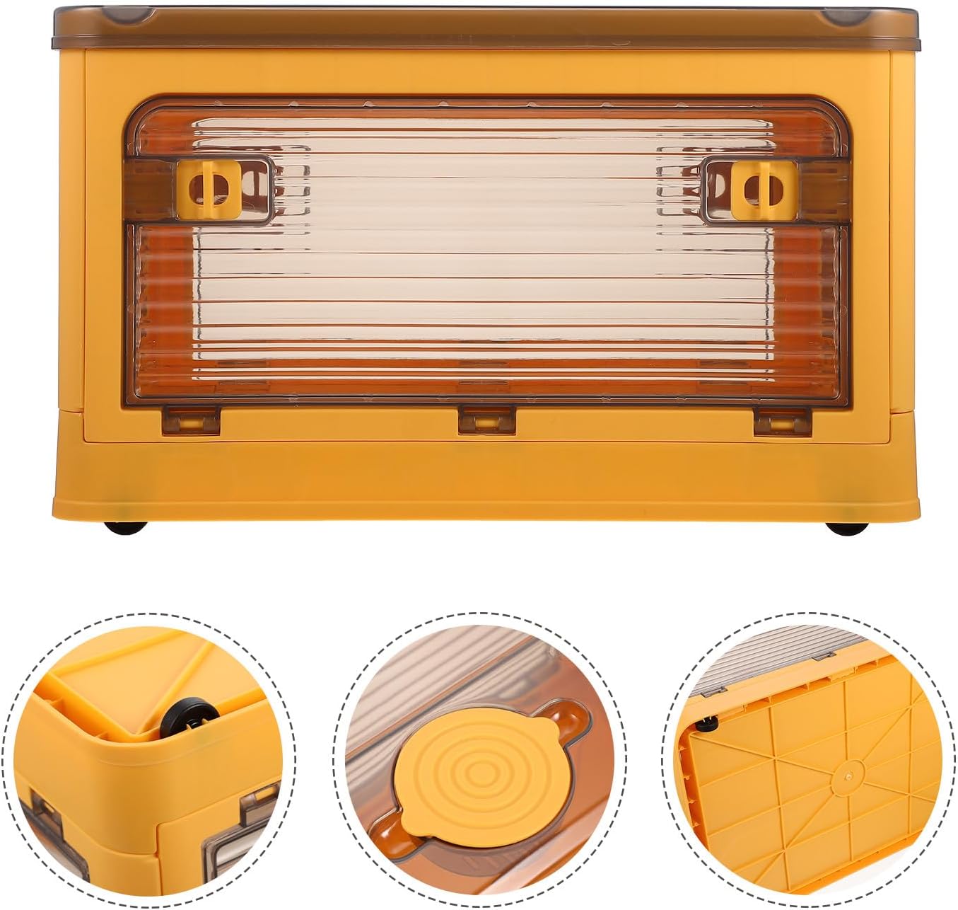 Uonlytech Portable Foldable Storage Box with Lid and Wheels, Small Organizer Container for Home and Travel, Stackable Storage Case for Closet and Under-Bed Use