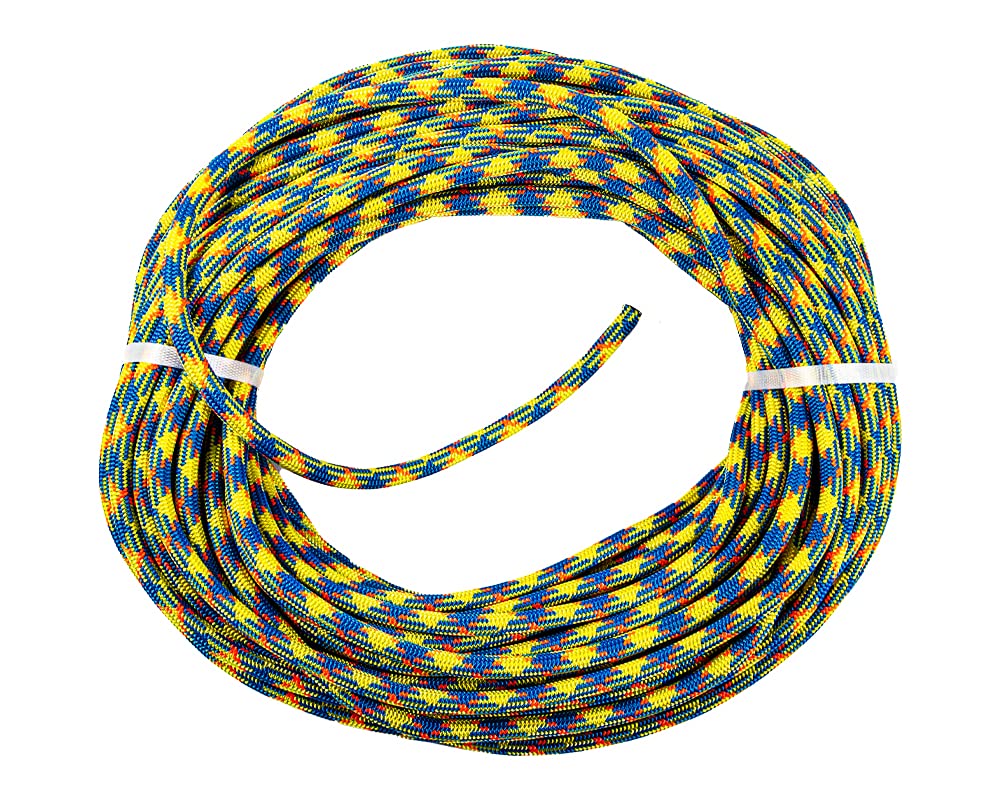 Teufelberger drenaLINE Climbing Rope – 32-Strand Polyester Arborist Rope (11.8mm x 150ft, BlueOrangeYellow)