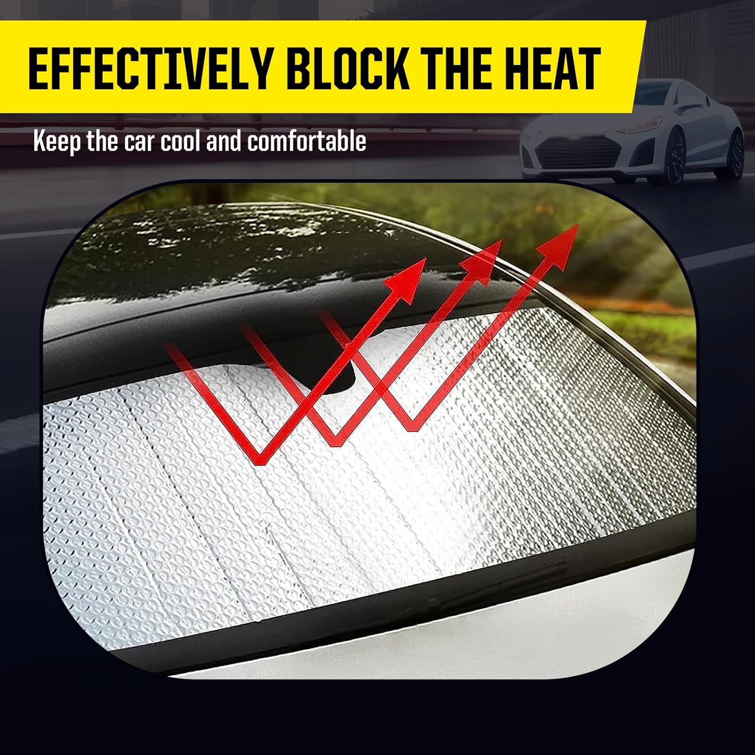 Universal Car Windshield Sunshade - 51.1" X 23.6" Silver Heat Shield Sun Protector For Most Cars