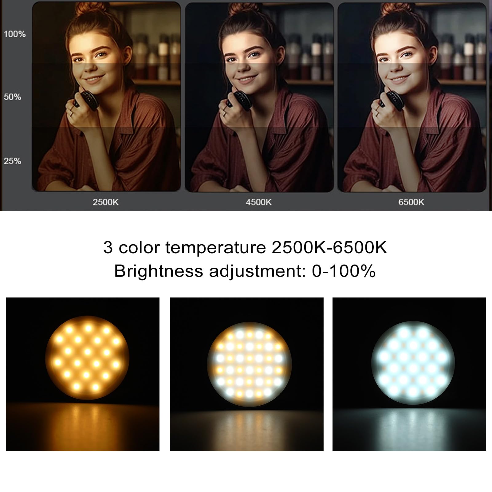 Magnetic Selfie Light, Double Sided LED Fill Light with Mirror, 2500K to 6500K, Portable Foldable Lighting for Selfies, Photography, Zoom Calls, Video Conference