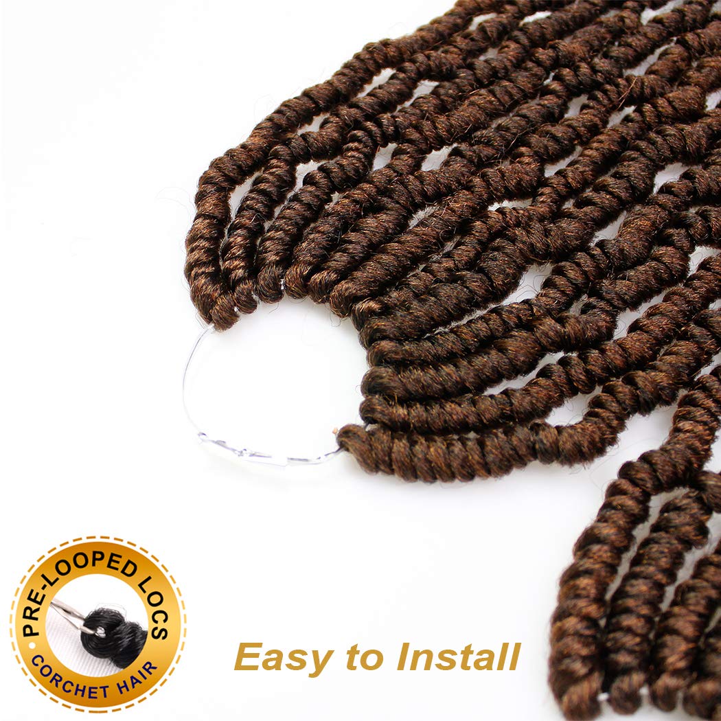 Bomb Twist Crochet Hair 14 Inch 6 Packs Ombre Brown Mini Passion Twist Crochet Hair for Black Women Pre-looped Spring Twist Crochet Braids Nubian Twist Synthetic Hair Extension (T30#)
