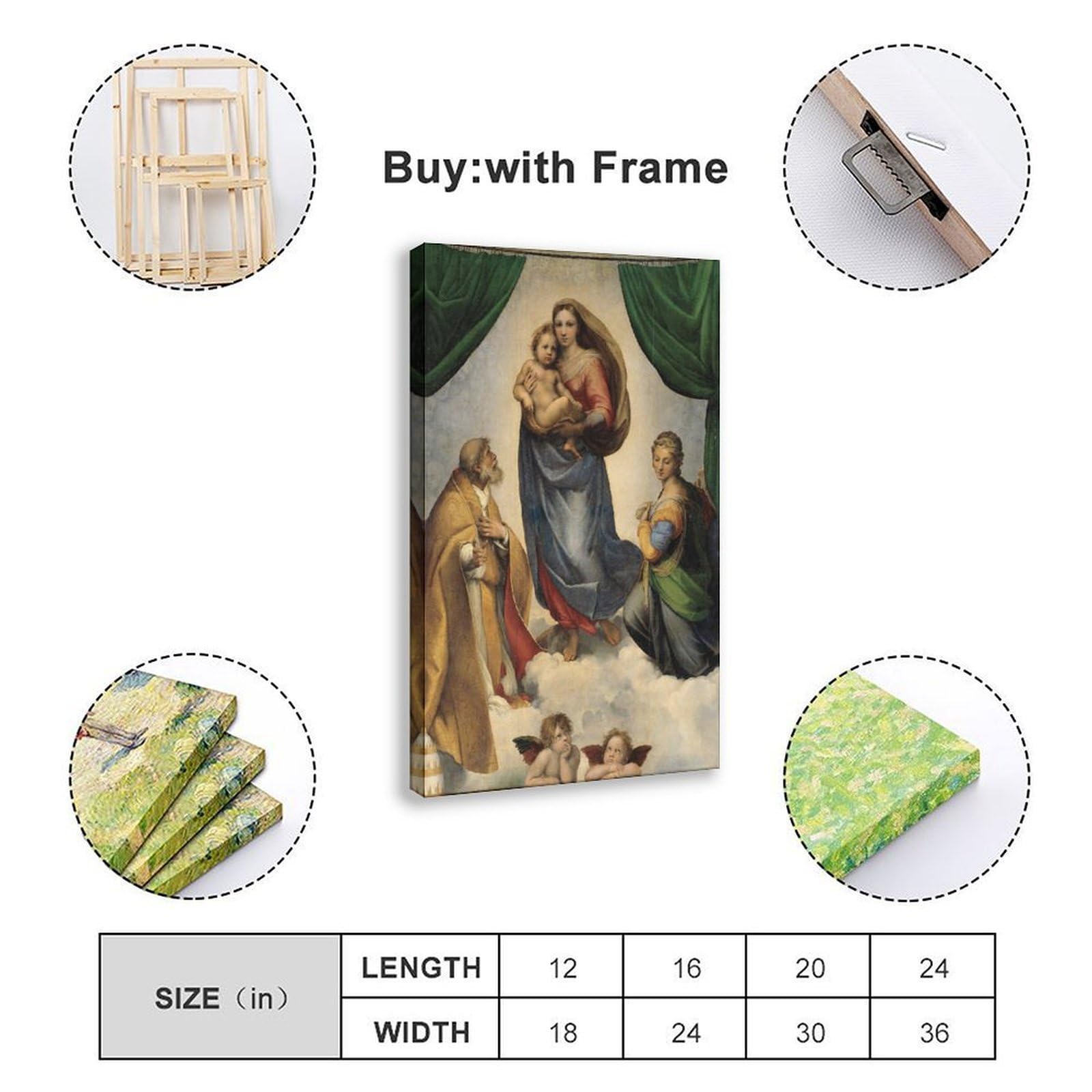WCYB Raffaello Sanzio Poster "The Sistine Madonna" von Raffaello Sanzio, Kunstdruck, Rahmen, 40,6 x 61 cm (L x B)
