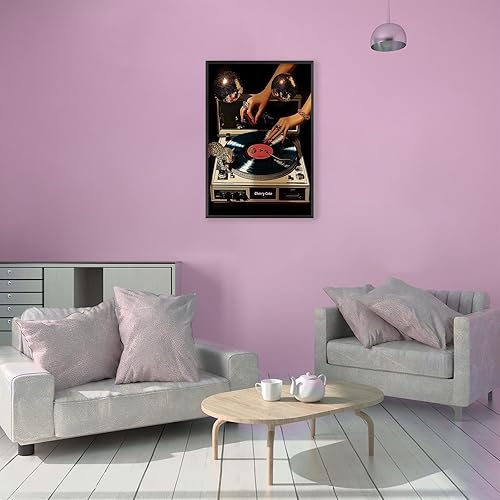 Miniatura 4 de Pósteres de lienzo de vinilo de música retro, tocadiscos de música de los años 70, arte de pared de disco con estampado estético de leopardo,