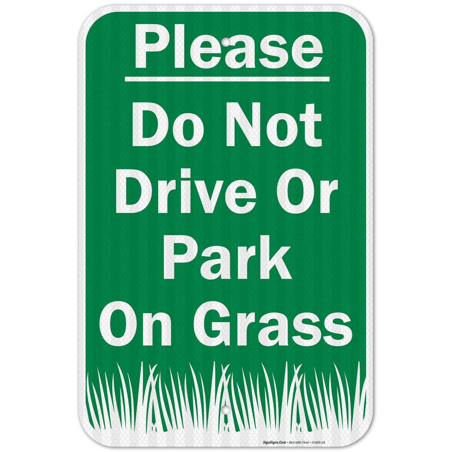 Inga R2333 Do Not Drive Or Park On Grass Funny Retro Metal Sign 8X12 Inches