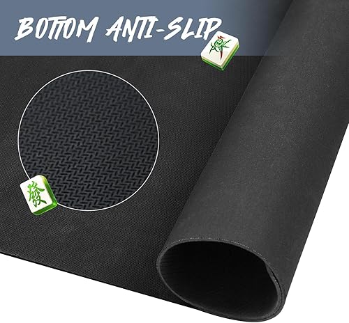 Miniatura 5 de Tapete grande para mahjong con bolsa de transporte negra, antideslizante y con reducción de ruido, para mahjong, póker, juegos de cartas, dominó,