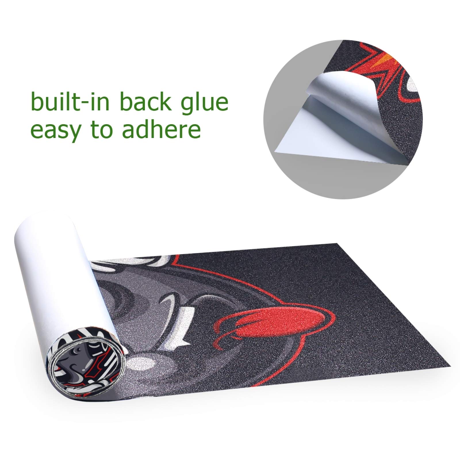 Linda Bomba Fantasma De Azúcar Papel de Lija Antideslizante Hoja Cinta de Agarre Lijas para Patineta Scooter (84 x 23 cm)