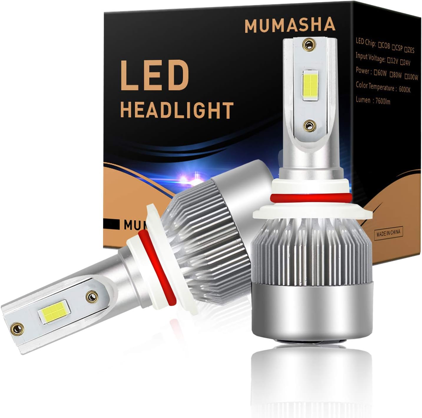 Simpo LED Headlight Bulbs Headlight bulb 9005 Hb3 All-in-One Conversion Kit Led headlights with 6pcsX2 of CSP Chips 10,000 Lm 6500K Cool White Beam Bulbs IP68 Waterproof