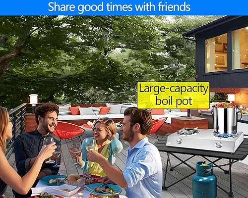 Miniatura 6 de Estufa de propano de 2 quemadores, quemador de propano de encendido automático, estufa de gas de 26000 BTU con manguera CSA LPG para exteriores,