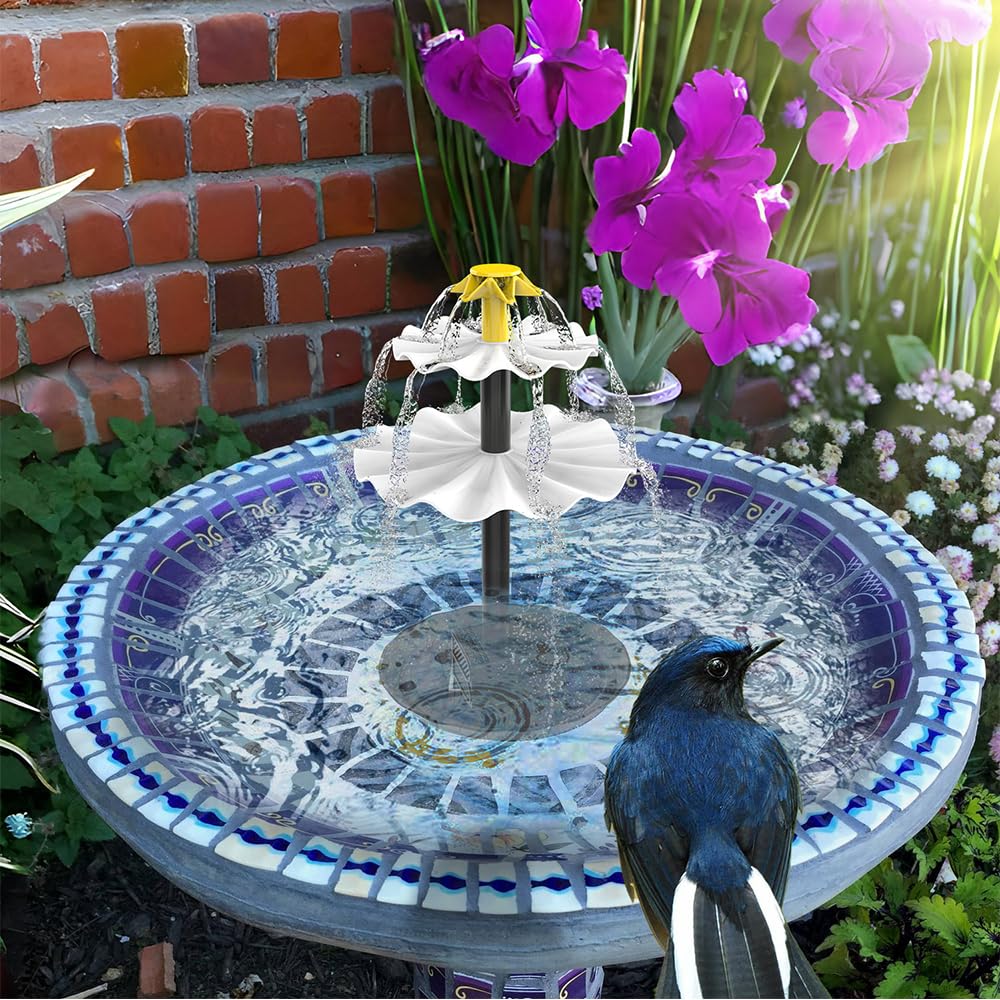 Fontaine Solaire Exterieure De Jardin, Pompe Solaire Bassin Exterieur,Fontaine Solaire pour Bassin,Pompe a Eau Solaire, Pompe Solaire pour Bain d'oiseaux et Petit Étang, Décoration DIY(4W)