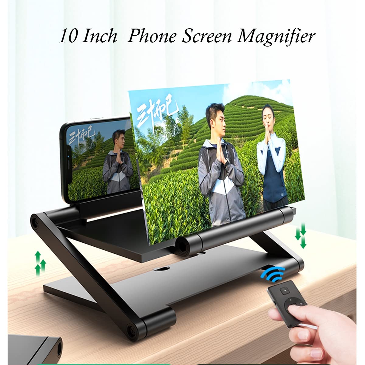 Amplificador de Pantalla Amplificador Plegable de 10" HD, proyector con Pantalla Aumento, Lectura Altura Ajustable y Soporte for teléfono(White,Remote Control)