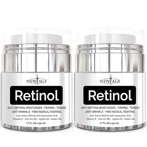 NEW AGE Crema de retinol para cuello y suero hidratante facial con ácido hialurónico, vitamina E – Fórmula antienvejecimiento que reduce las